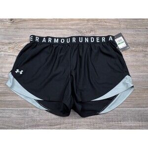 UNDER ARMOUR Shorts Play Up Twist 3.0 Loose Fit Shorts Womens MED Black Grey NWT